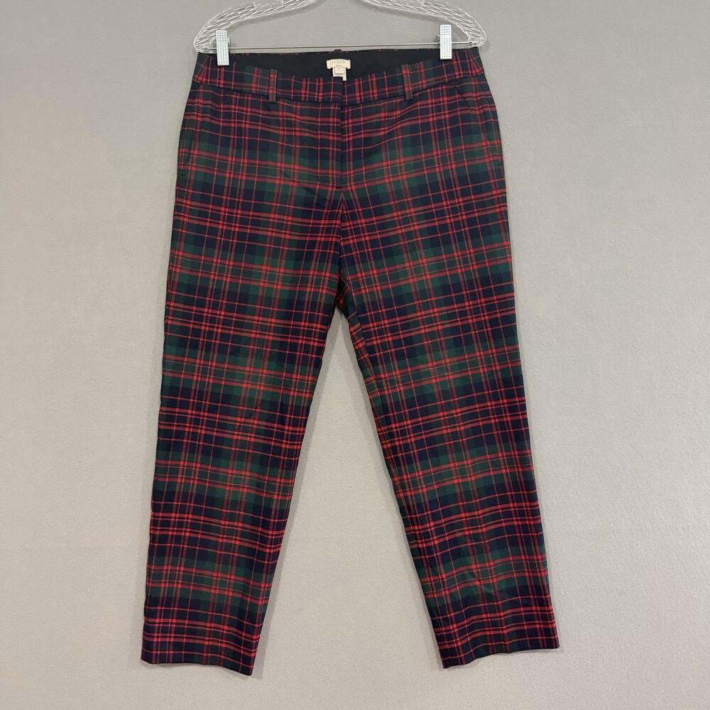J. Crew Pants Women's 8 Red Green Tartan Wool Cropped Ankle Preppy Academia Fall